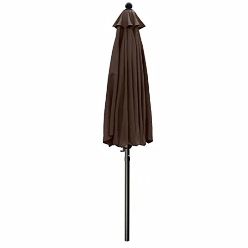 Image of ABCCANOPY 10ft Scalloped Patio Umbrella, Outdoor Table Umbrella with Tilt and Crank, Fiberglass Ribs Deck Umbrella for Patio, Pool, Garden, Picnic (Brown)