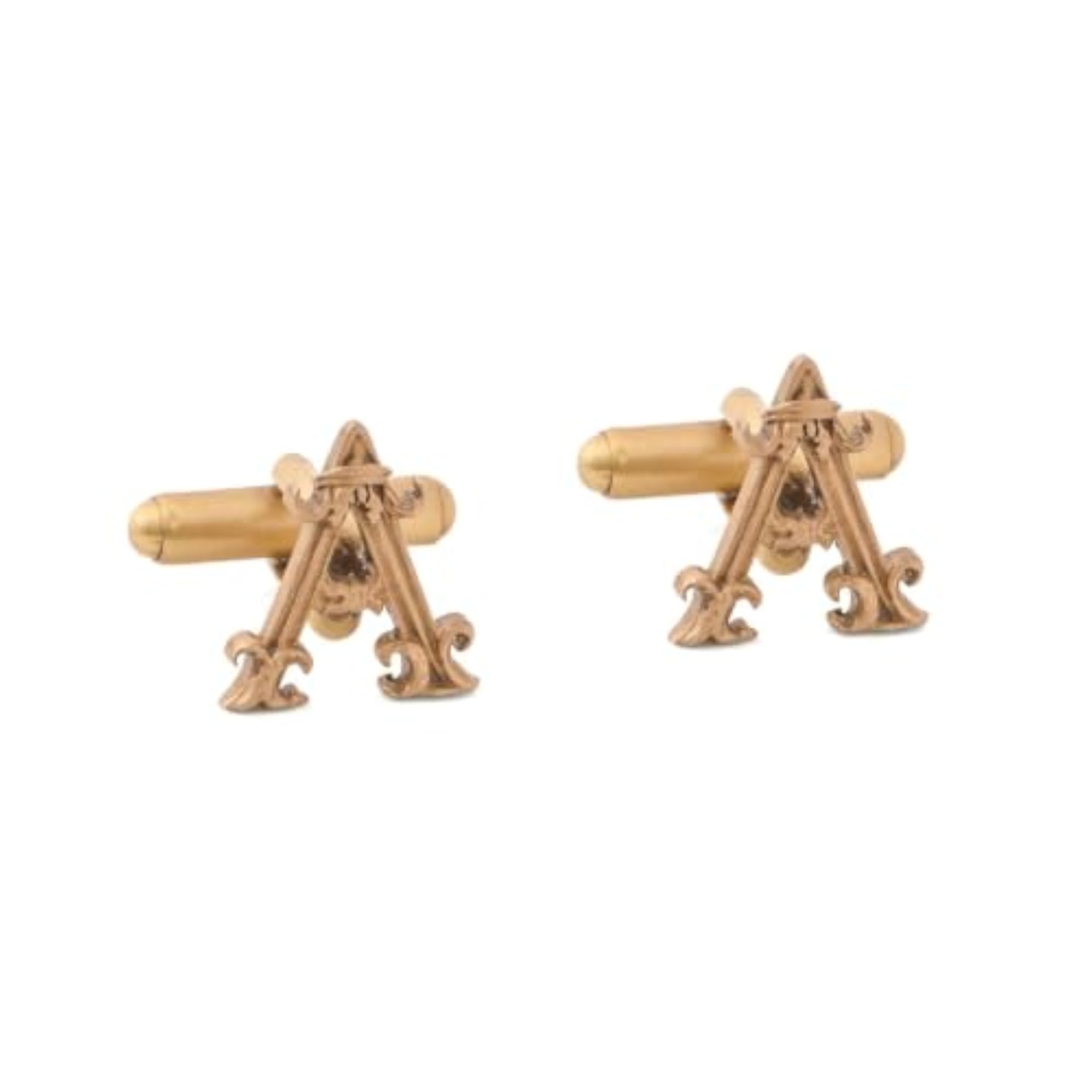Men's Antique Gold Brass Royal Alphabet A Cufflinks