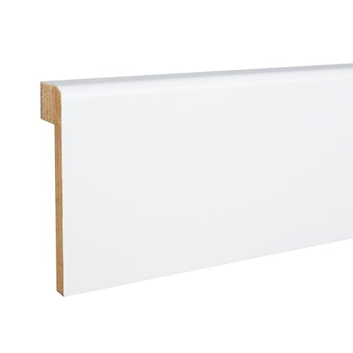 Fliesenabdeckleiste Bis 65 mm Höhe 19 x 80 x 2500 mm MDF-Kern foliert Weiß zum Kleben, Schrauben & Nageln Abdeckleiste für Fliesensockel by PROVISTON 12.5 Meter | 5 Stück