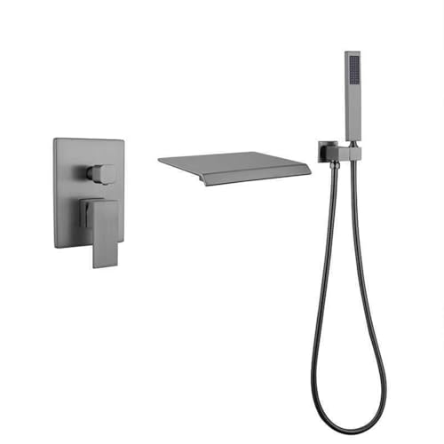 Mitigeur de douche encastré gris et robinet cascade mural haut de gamme pour salle de bain
