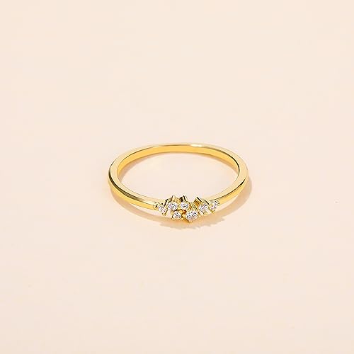 Mameloly 1.5mm 925 Sterling Silver 14K Gold Plated CZ Wedding Bands for Women Dainty Stackable Cubic Zirconia Engagement Rings for Her Size 3-122