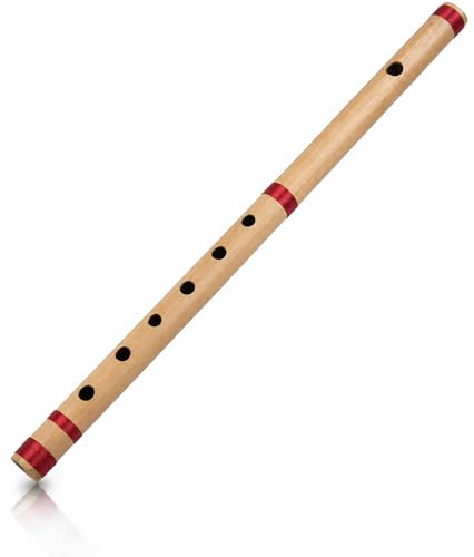 17 Inch Authentic Indian Wooden Bamboo Flute in A Key Fipple Woodwind Musical Instrument Recorder Traditional Bansuri Handcrafted Novelty Decoratives & Collectibles
