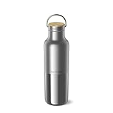 Klean Kanteen Rise Reflect Insulated Water Bottle - Reusable Water Bottle for Quick Hydration - Vacuum Insulation - Dishwasher-Safe - Bamboo Cap - Stainless Steel - 20 oz