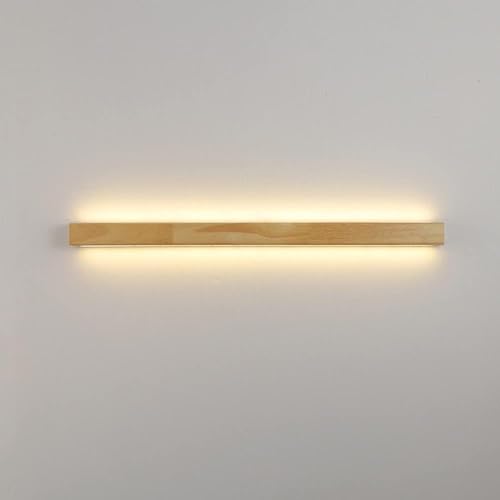 TONFON Lámpara de pared lineal minimalista LED Luz de pared de madera nórdica Tira larga Aplique de pared de tocador Linterna de pared de madera for dormitorio Sala de estar Sala de estudio Pasillo Co