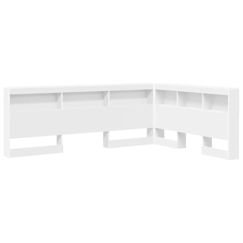 Foknhdi Cabecero de almacenamiento, color blanco, 217 x 157 x 76 cm, madera, estación de carga, mucho espacio de almacenamiento, para cama de matrimonio