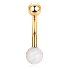 Gold-Steel Ball&White Opal-8mm