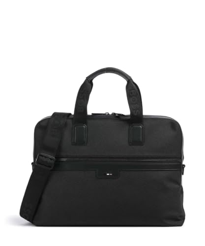 BOSS, Ray Top Handle Friendly Leather Brief Case, Catfish Black, One Size