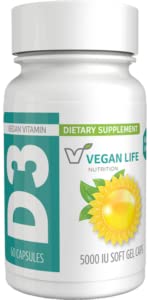 Vitamin D3 Daily Capsules for Adults (5000 IU) - Gluten-Free, Non-GMO, Supports Bone Health and Immune System - 60 Capsules