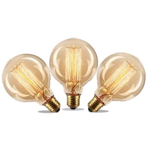 Image of 4 Watts Edison Screw Type Round Filament Bulb for E27 Screw Type Holder Lamps and Lights, Yellow, Pack of 4, Incandescent