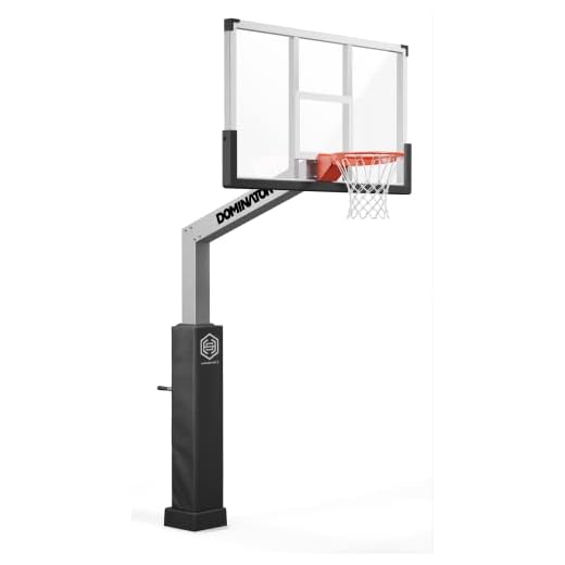 Dominator Premium Inground Adjustable Basketball Hoop - 72" Backboard w/ 4' Overhang - NBA/NCAA Regulation Adjustable Basketball Goal - Adjusts from 7' - 10', Made of Heavy Duty Rust Proof Aluminum