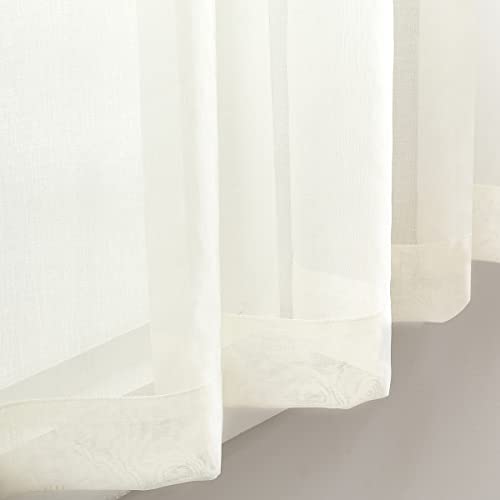 Window Beige Sheer Curtains 45 Inch Length 2 Panels, Rod Pocket Semi Sheer Curtain Panels For Kitchen, Sheer & Lightweight Small Window Treatments Curtains For Kids Room, Bedroom, Set Of 2, 52"X 45". #TOP4