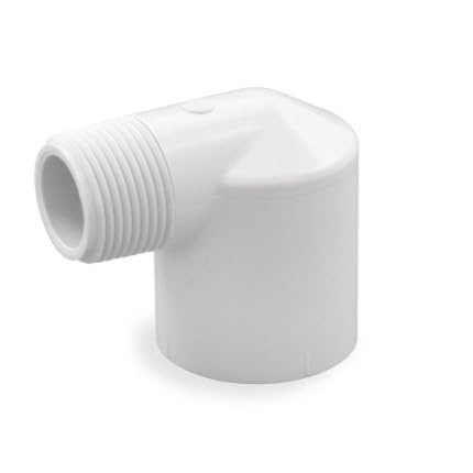 Image of PVC 90 Degree Elbow Pipe Connector - 3 /4 inch MIP Male Pipe Thread x 1 inch Slip Socket