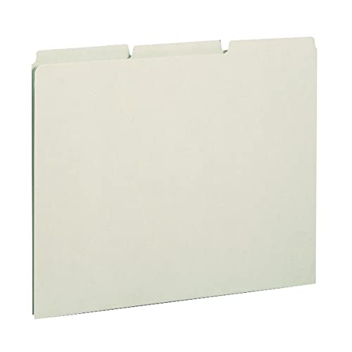 Smead 100% Recycled Pressboard File Guides, 1/3-Cut Tab (Blank), Letter Size, Gray/Green, 100 per Box (50334)