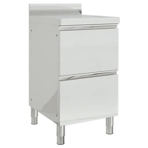 Tomostar Table de Travail Cuisine, Plan de Travail Restaurant Table de Préparation des Aliments Commerciale avec 2 tiroirs 50 x 60 x 96 cm