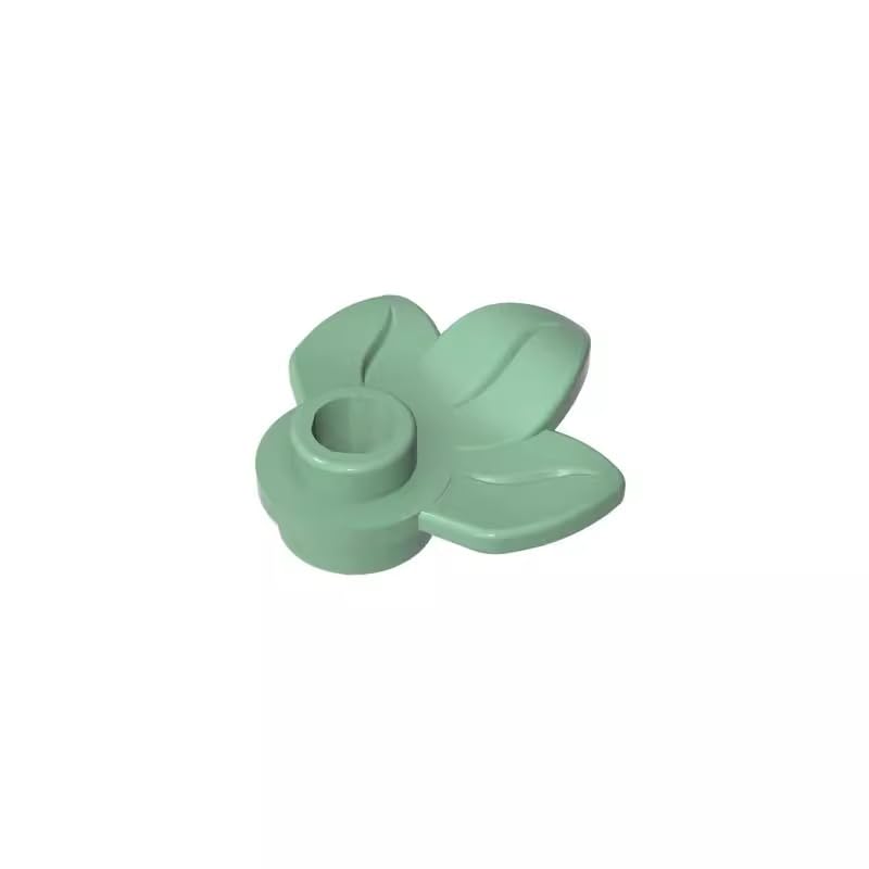 32607 Ornaments Plant, Plate 1x1 Round with 3 Leaves 50 Pieces GDS-1576 Compatible with Lego Building Blocks Color:Sand Green โ image 1