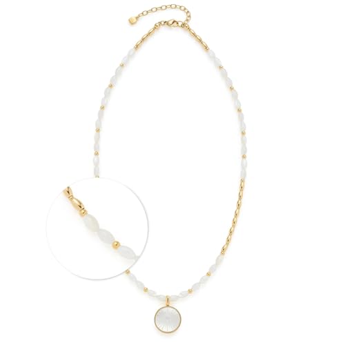 Collier Welda acier inoxydable anti-ternissement avec perles de coquillage