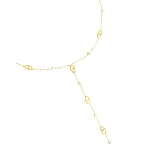 Générique Collier en Y Femme finition Doré à l'Or 18k aier Inoxydable 316L Grain de Café Maille Marine Pampille Longue Strass Zircon – Bijou resistant à l'eau Idée Cadeau élégant et romantique