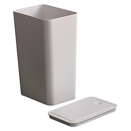 Caneca de basura pequeña rectangular con tapa blanca miniatura 1