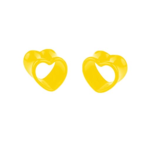 Hoisy Pack de 2 Dilataciones Orejas, Tunel Dilatador Oreja 5mm, Corazón Hueco, Acrílico, Plugs Tunnels Amarillo