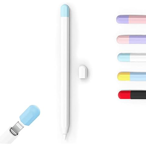 KELIFANG Silicone Case Sleeve Cover Compatible Apple Pencil 1st Generation, Protective Skin Holder Grip and 2 Tip Cap Accessories Compatible Pad Pro 12.9/10.5/9.7 inch, White Cover