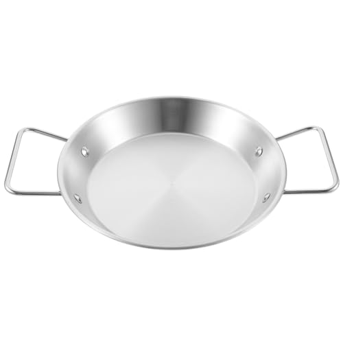 Cabilock Bandeja De Doble Asa Sartén Para Cocinar Alimentos Servicio Manejar Dinero Bandeja De Cena Bandeja De Desayuno Con Patas Plato De Servir Bandejas Tapa Silver Acero Inoxidable