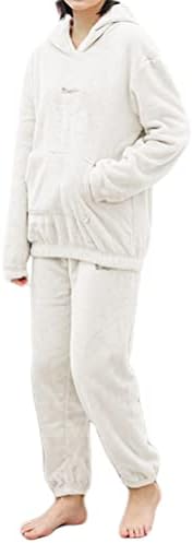 Pyjama Femme Hiver,Pyjama En Molleton Doux Pour Femme Motif Cerise Beige Home Wear Lâche Vêtements De Nuit À Manches Longues Ensembles De Vêtements De Nuit Ensemble De Pyjama 2 Pièces Pour Femm