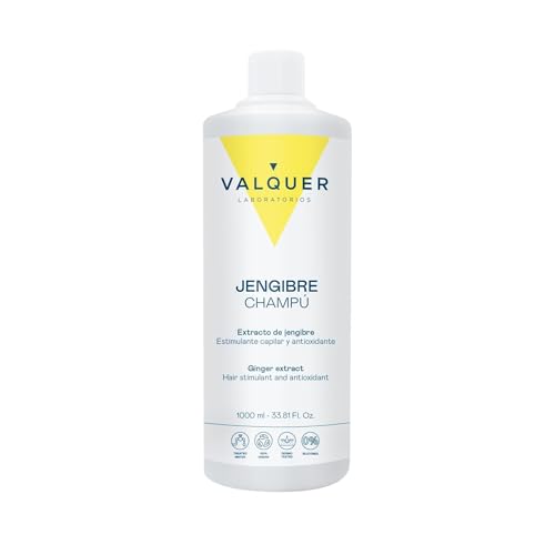 Valquer Champú de Jengibre Anticaspa y Estimulante del Crecimiento Capilar. Antioxidante, Reparador y Antibacteriano Con Pantenol y Vitamina E. Uso Frecuente para Todo Tipo de Cabello. Vegano. 1 L