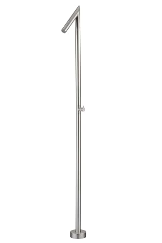Mice - Columna de Ducha Tubular para Piscina, Jardín y SPA, Rociador Tubular de Ø50MM, Grifo 90°, Monofluido 1 Vía, Agua Fría/Acero Cepillado