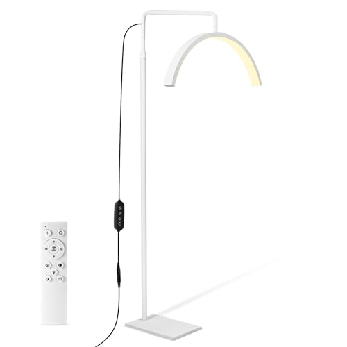 Tisey Lámpara de escritorio para uñas de media luna, giratoria 360 °, luz LED de belleza, media luna, anillo, maquillaje, cejas, lámpara de control remoto con soporte para teléfono, color blanco