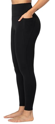 Sunzel Sunzfly Leggins Sportivi Donna contasche Vita Alta Leggings Palestra Donna Pantaloni Yoga Controllo della Pancia Opaco Elastici Morbido Nero XS
