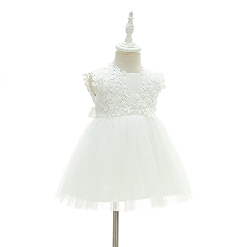 Meiqiduo Baby Girls Dress Christening Baptism Party Formal Dresses (3M/0-6Months, Ivory) #TOP2
