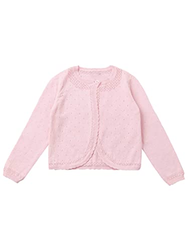 easyforever Kids Girls Lace Floral Cardigan One Button Closure Long Sleeves Bolero Shrug Knit Sweater Dress Cover Up3