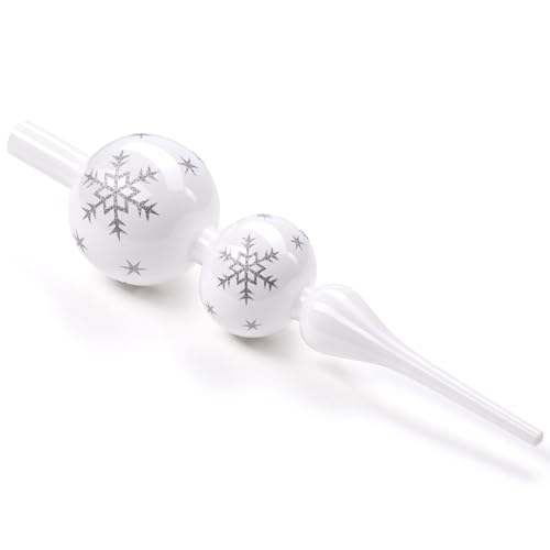 ZZOUFI Christbaumspitze Weiß, Weihnachtsbaumspitze Glas, 31cm Große...