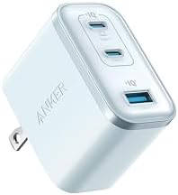 Anker Nano Charger (70W, 3 Ports) ブルー 【 PD対応/PSE技術基準適合/折りたたみ式プラグ】iPhone 17 / 16 / 15シリーズ / Air MacBook Windows PC iPad Galaxy Android スマートフォン ノートPC 各種 その他機器対応