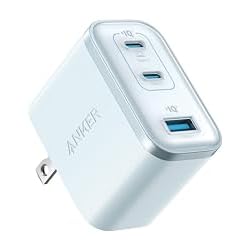 Anker Nano Charger (70W, 3 Ports) Blue | 充電器 / 70W / Type-C 【PD対応/PSE技術基準適合/折りたたみ式プラグ】 iPhone 17 / 16 / 15シリーズ / Air MacBook Windows PC iPad Galaxy Android スマートフォン