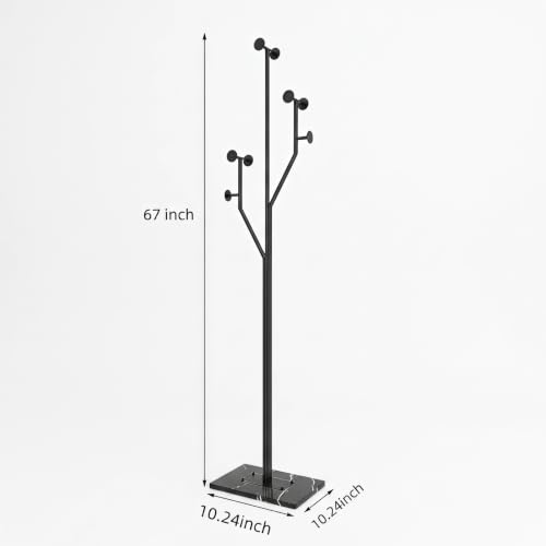 Sturdy Modern Coat Racks Freestanding with Hooks, Heavy-Duty Metal Clothes Coat Stands with Iron Base, Black Coat Tree for Hanging Coats, Hats, Scarfs, Purses, Bags by YingFeiModern - Image 5