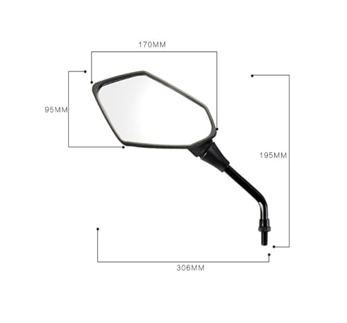 Espejos retrovisores moto convexos de alta resistencia con adaptadores 8/10mm 5