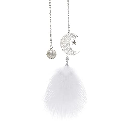 Ekakashop Pendentif Attrape-rêves Pour Voiture,Attrape-rêves Créatif,Plumes Naturelles,Pendentif lune Nature Pour Rétroviseur Intérieur De Voiture Décoration à Suspendre Pour Voiture