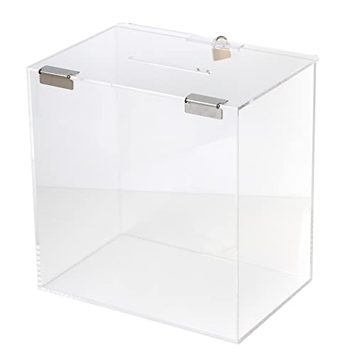 募金箱/応募箱/投票箱/アンケートボックス/鍵付 (クリア 30cm)のサムネイル