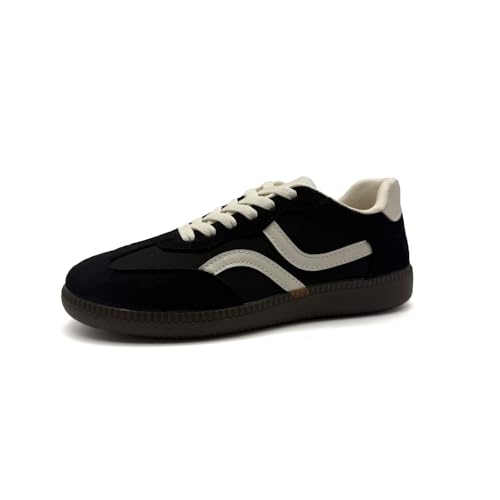 ZeroRun women's fashion sneakers retro tennis shoes women Lace-up & Slip-on casual sneakers for women Anti-Slip Rubber Sole Suitable for walking, tennis, casual office wear, and all-day comfort (black, Adult, Women, 7, Numeric, US Footwear Size System, Medium)