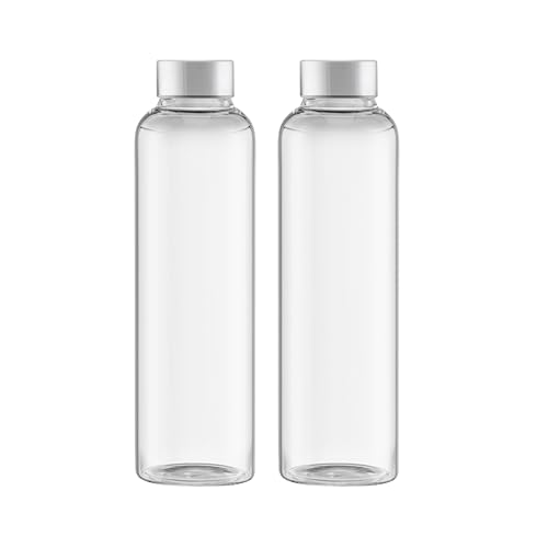 Image of Happy Cove High Borosilicate Glass Water Bottle 500ml - Water Bottle for Fridge, Durable Glass Bottle Set for Home and Travel | Eco-Friendly | Reusable, Leak-Proof | Set of 2 Glass bottle 500 ml