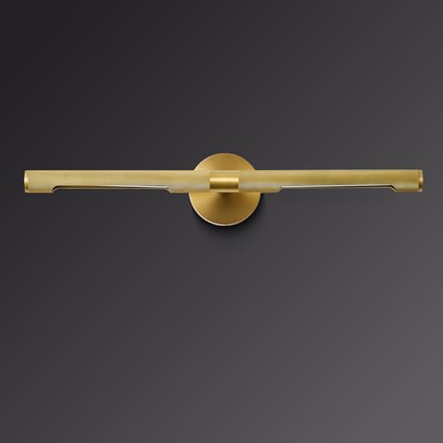 Image of Museum Gallery Picture Light for Wall 24in Long Gold Brass Dimmable Hardwired Wall Sconces with E12 Bulb - Frame Pictures Art Deco Sconce Lights for Painting Photo Artwork Library Vanity Over