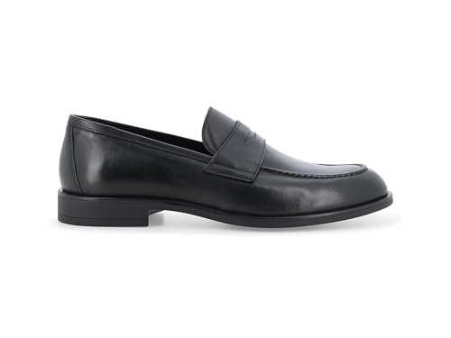 Mocasín elegante Melluso de piel negra, dile adiós al dolor de pies al vestir formal
