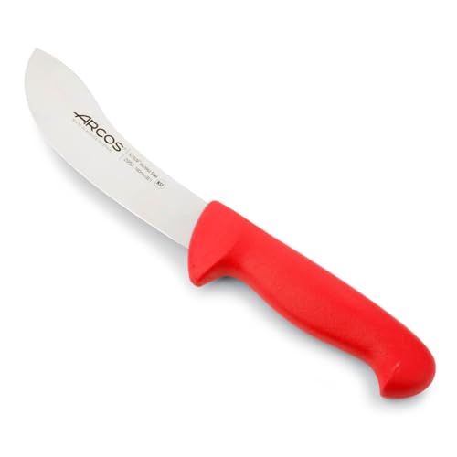 Arcos Serie 2900 - Cuchillo Despellejador - Hoja de Acero Inoxidable NITRUM de 160 mm - Mango inyectado en Polipropileno Color rojo
