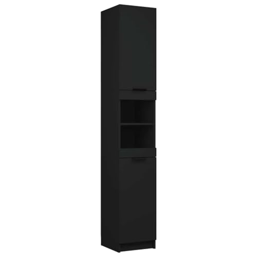vidaXL Armario de baño de Madera contrachapada Negro 32x34x188,5 cm
