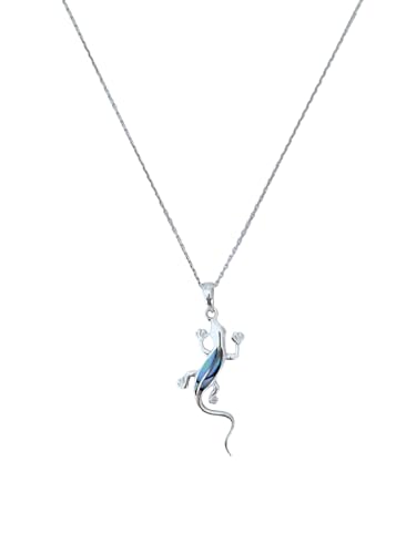 Kira Lou Bijoux pendentif lézard salamandre nacre abalone argent 925