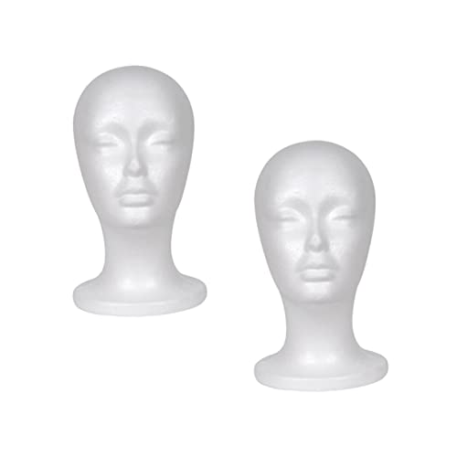Healeved 2pcs Poseable Mannequin Head Model for Wig Scarf Display Foam Material Easy to Move