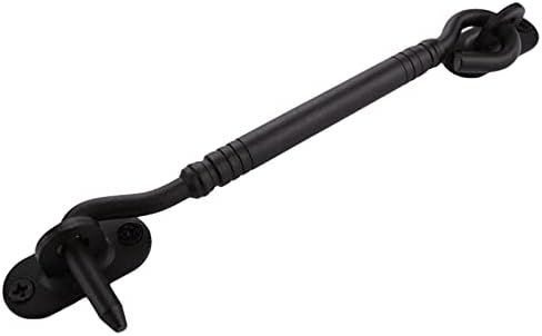 6" Barn Door Lock Sliding Door Lock Barn Gate Latch Privacy Hook and Eye Latch Black,Fireflyweb Heavy Duty Solid Barn Door Lock Latch Extra Thicken Cabin Hooks(Update New Black 6inch)