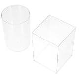 PATKAW Boîte de rangement 2 pièces pour pinceaux maquillage en acrylique, design simple look, support cylindrique, idéal pour bureau et occasions festives
