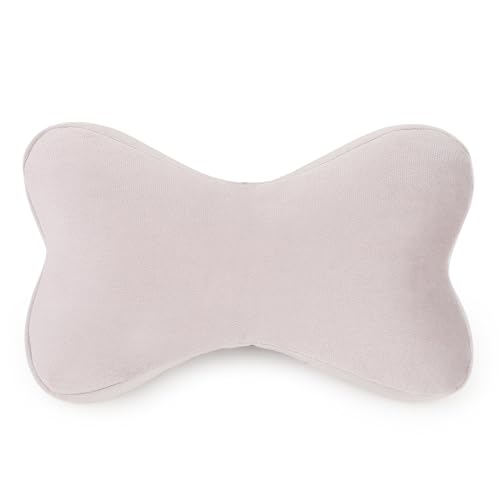 Image of KINGSWAY Car Accessories Bow Shape Neck Rest Seat Cushion, Universal Use Car Neck Pillow, Memory Foam Pillow in Grey, Super Soft and Super Travel Comfort Design Headrest Cushions, Pack of 2